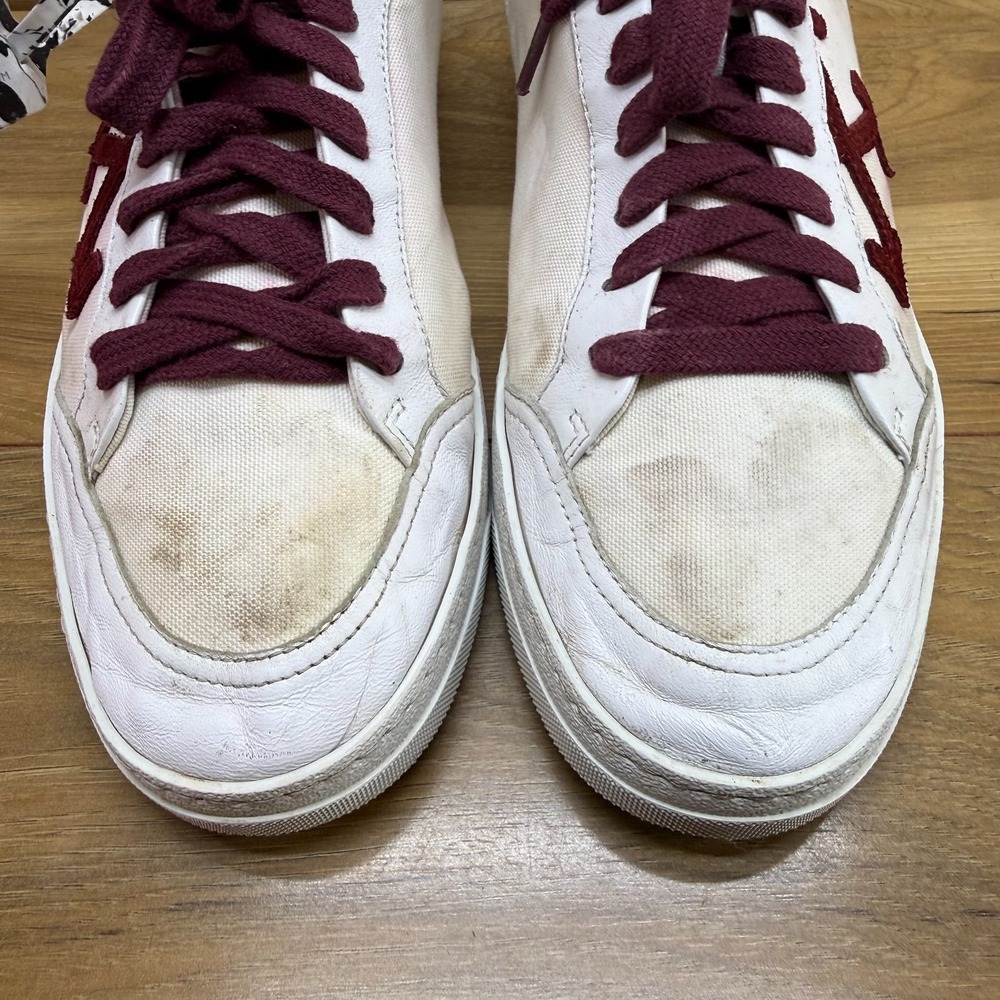 Off-White Low Vulcanized Sneakers Mens 44 White Burgundy Casual Virgil Abloh - Picture 4 of 10